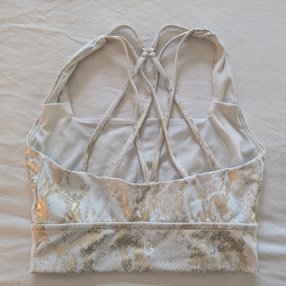 BuffBunny Gold and White Strappy Sports Bra Size Medium - Picture 4 of 4